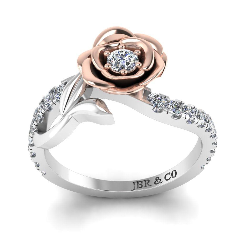 JBR Jeweler Silver Ring JBR Rose Flower Design Round Cut Sterling Silver Promise Ring