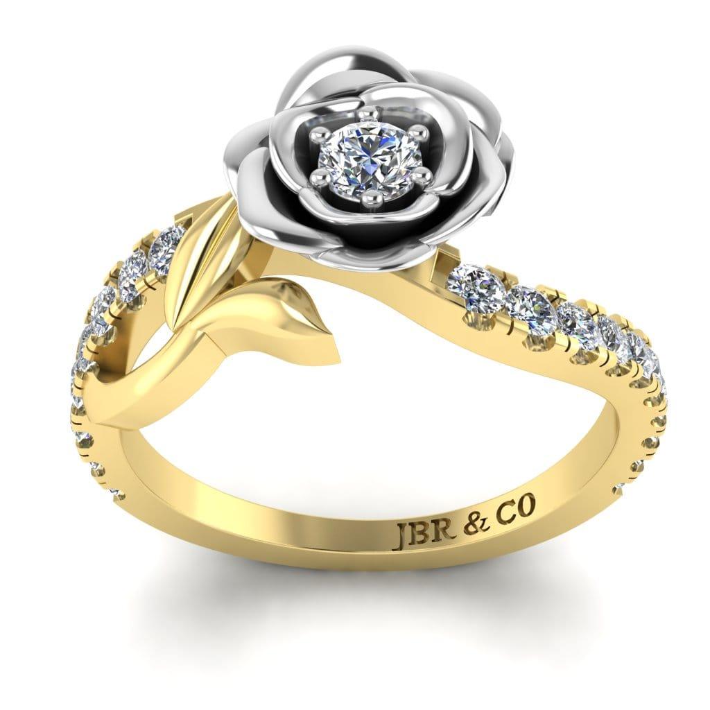 JBR Jeweler Silver Ring JBR Rose Flower Design Round Cut Sterling Silver Promise Ring