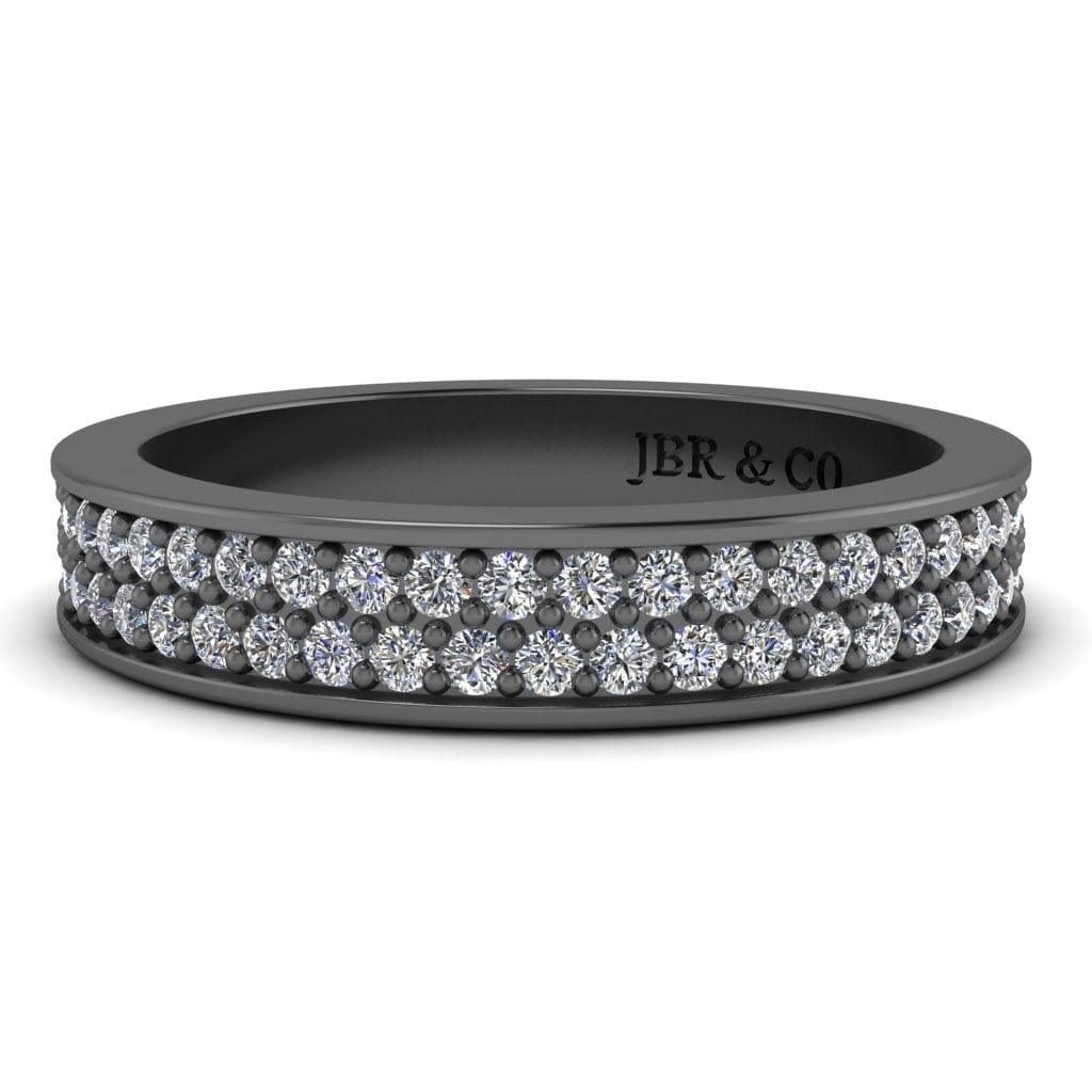 JBR Jeweler Silver Ring 3 / Silver Black Rhodium Plated JBR Round Cut Eternity Sterling Silver Band