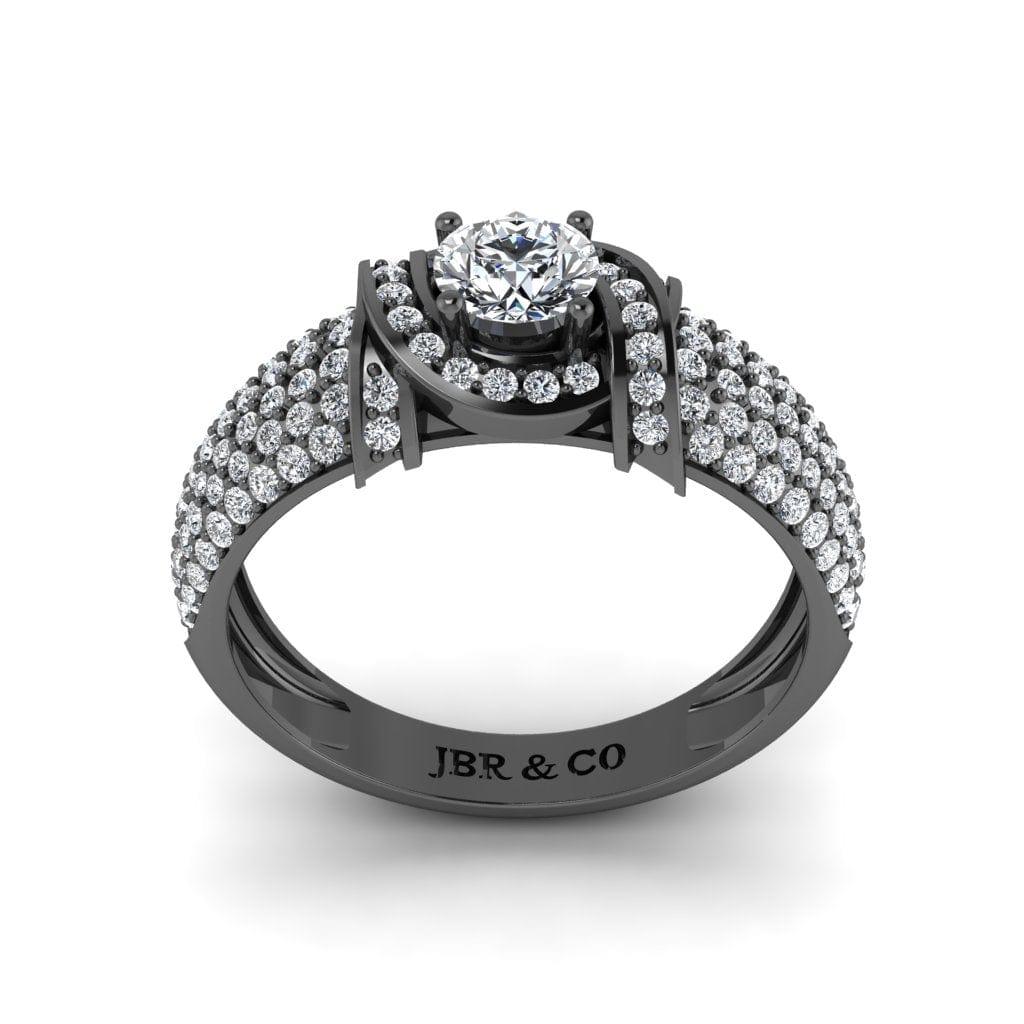 JBR Round Cut S925 Silver Diamond Art Deco Engagement Rings - JBR Jeweler