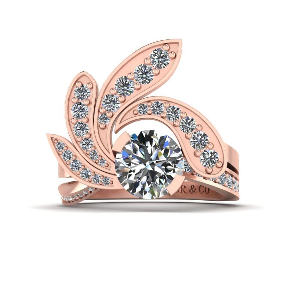 JBR Jeweler Silver Ring 3 / Silver Rose Gold Plated JBR Round Cut Solitaire 2 Piece S925 Sterling Silver Ring