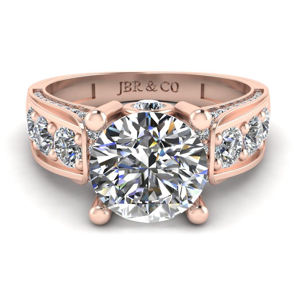 JBR Jeweler Silver Ring 3 / Silver Rose Gold Plated JBR Round Cut Solitaire Diamond Sterling Silver Wedding Ring