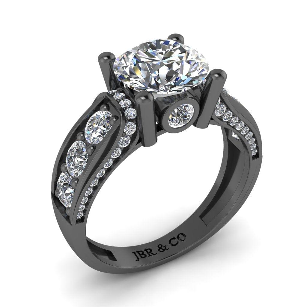 JBR Jeweler Silver Ring JBR Round Cut Solitaire Diamond Sterling Silver Wedding Ring