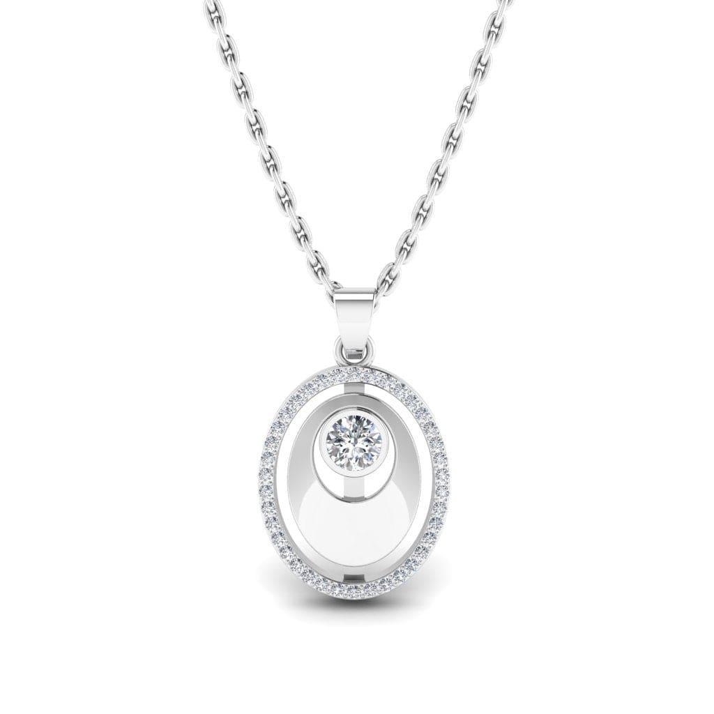 JBR Simple Evergreen Style Round Cut Sterling Silver Necklace - JBR Jeweler