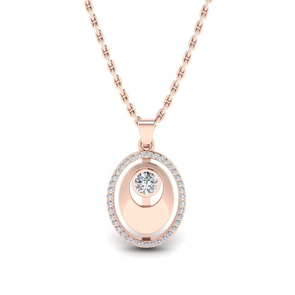 JBR Jeweler Silver Necklaces 14 / Silver Rose Gold Plated JBR Simple Evergreen Style Round Cut Sterling Silver Necklace