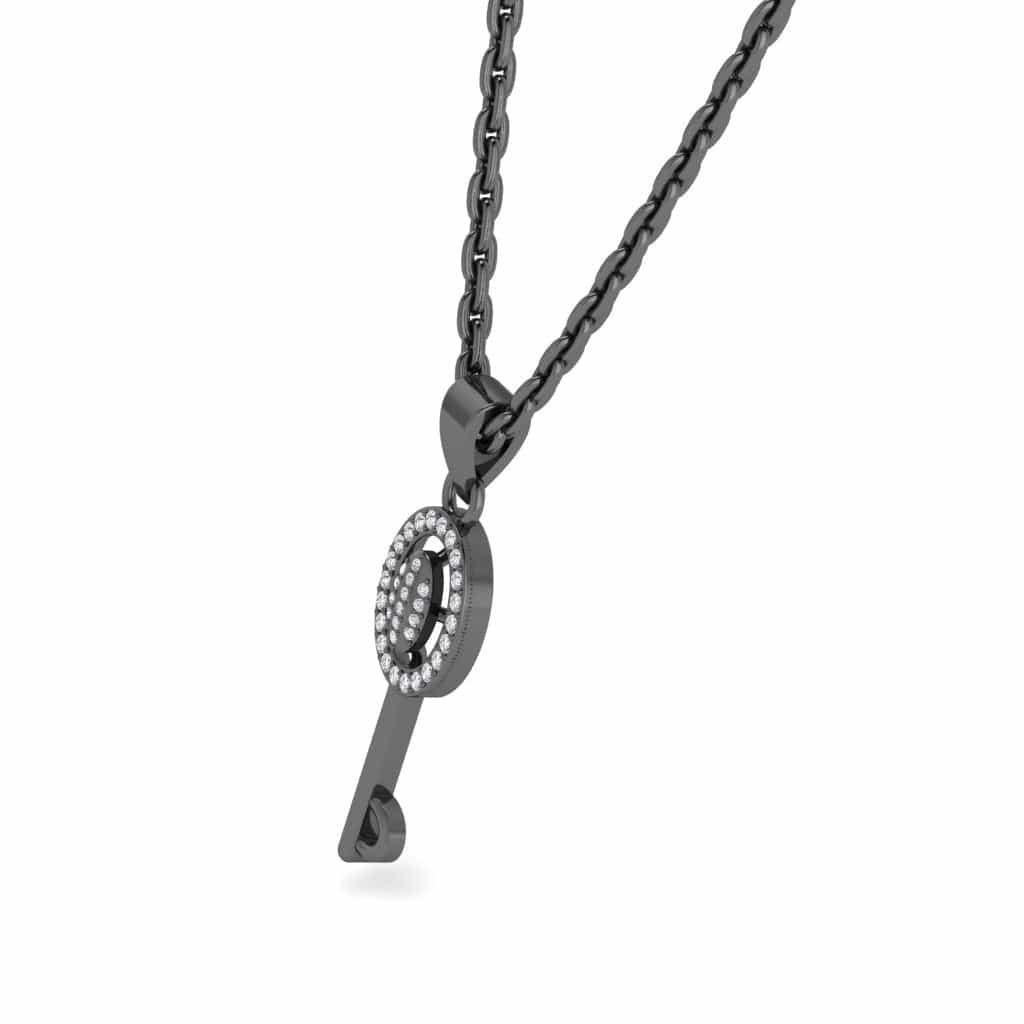 JBR Simple Key Round Cut Sterling Silver Pendant Necklace - JBR Jeweler