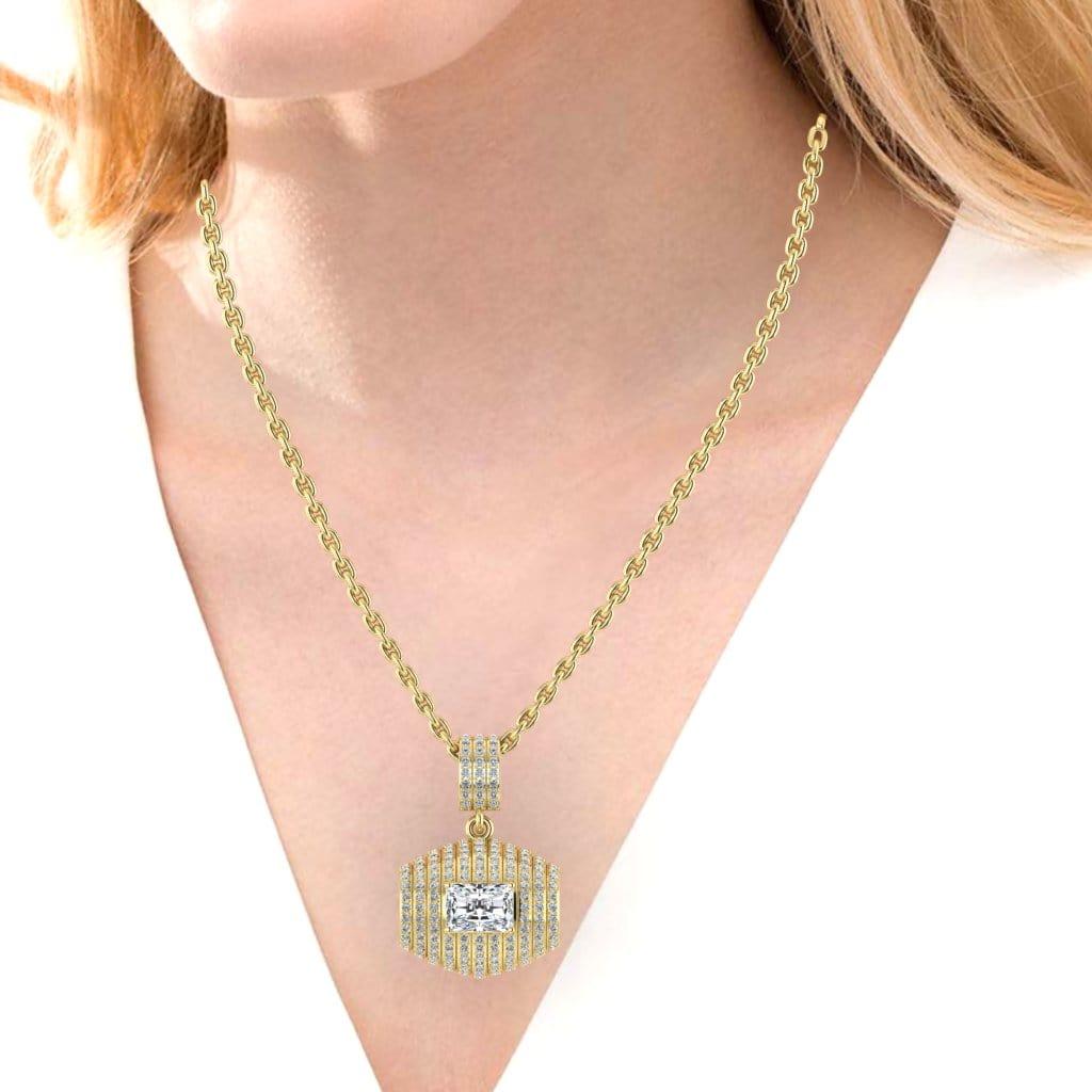 JBR Simple Radiant Cut Sterling Silver Pendant Necklace - JBR Jeweler