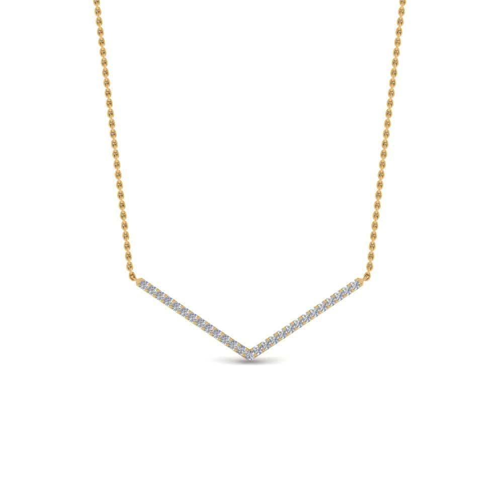 JBR Simple V Shaped Diamond Sterling Silver Pendant Necklace - JBR Jeweler