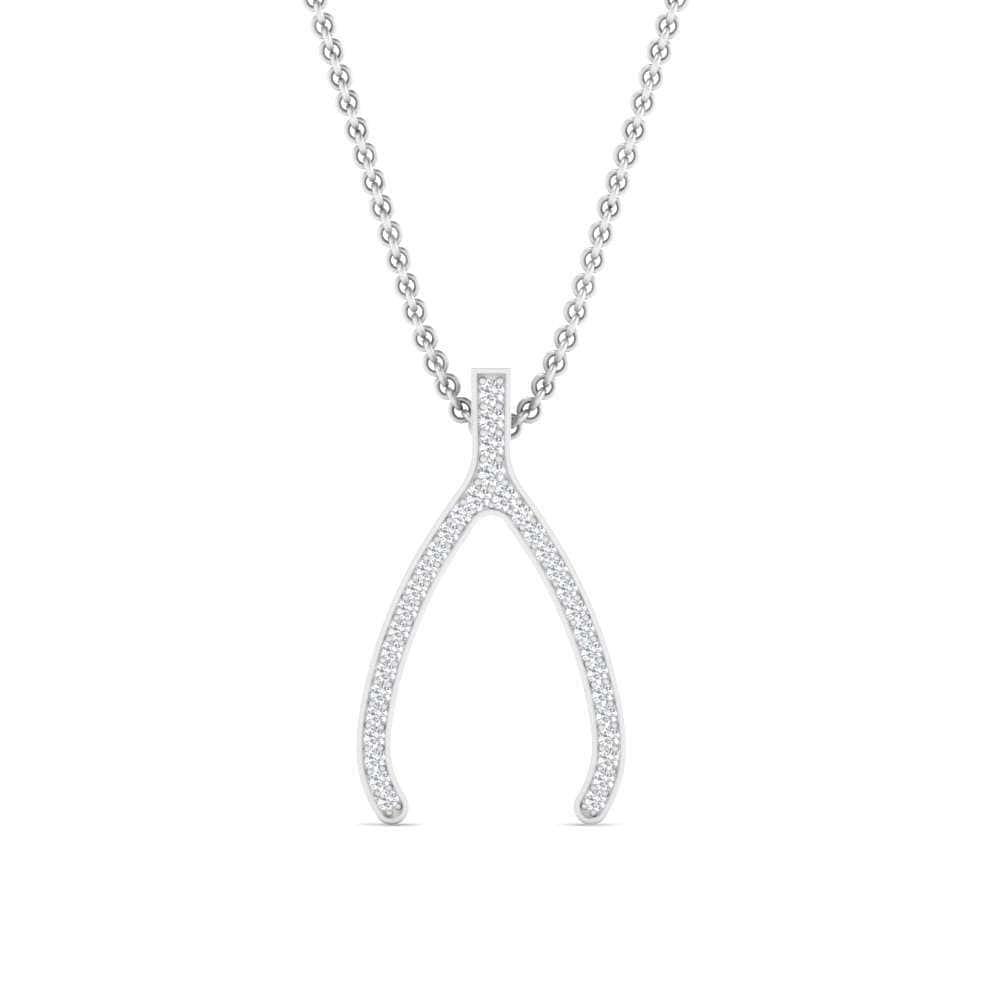 JBR Jeweler Silver Necklaces 18 / Silver JBR Simple Wish Bone Pendant Sterling Silver Necklace