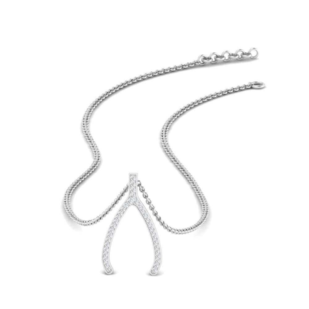 JBR Jeweler Silver Necklaces JBR Simple Wish Bone Pendant Sterling Silver Necklace