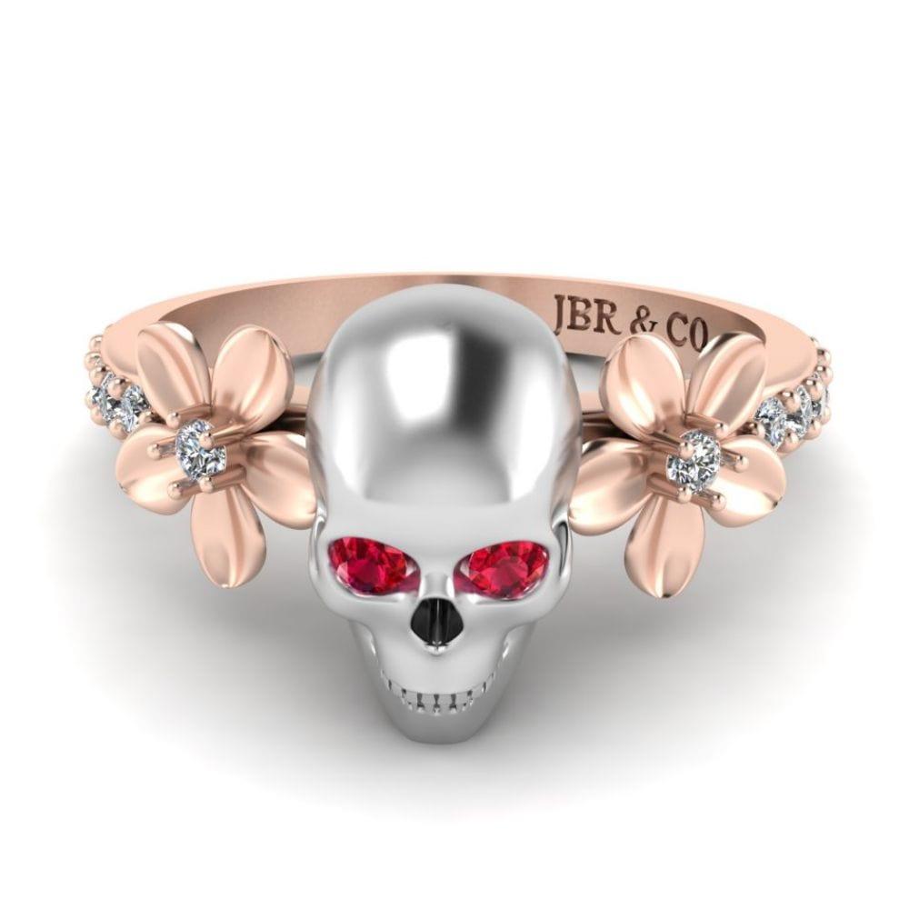 JBR Skull and Flower Sterling Silver Ring - JBR Jeweler