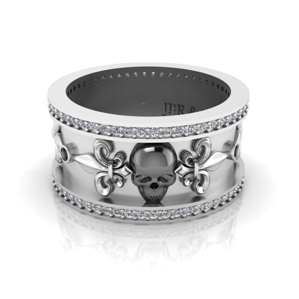 JBR Jeweler Silver Ring 3 / Silver JBR Skull Design S925 Wedding Band