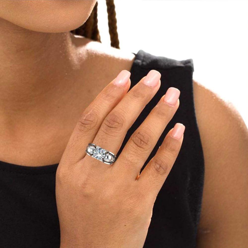 JBR Skull Engagement Ring Mesh Gothic Skull Ring Womens In Sterling Silver - JBR Jeweler