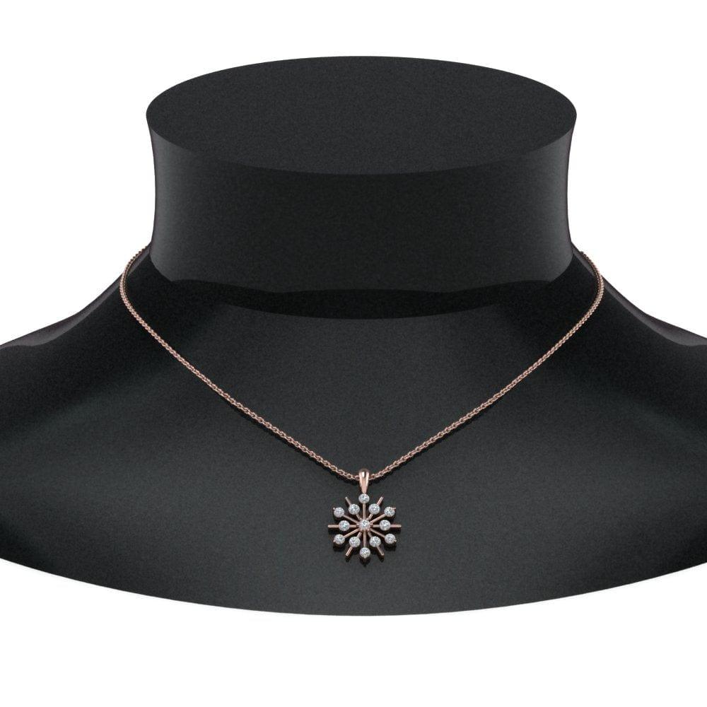 JBR Snowflake Round Cut Diamond Pendant Silver For Women - JBR Jeweler