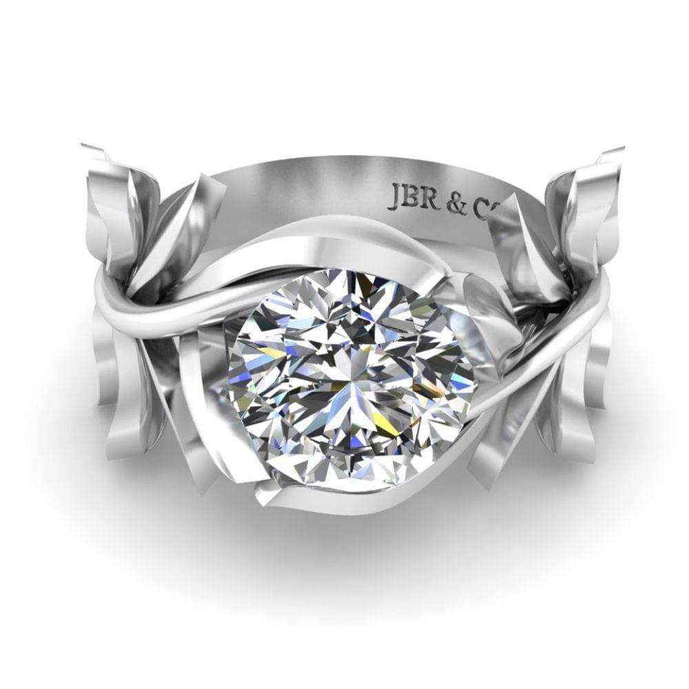 JBR Solitaire Leaf Pattern Sterling Silver ring - JBR Jeweler