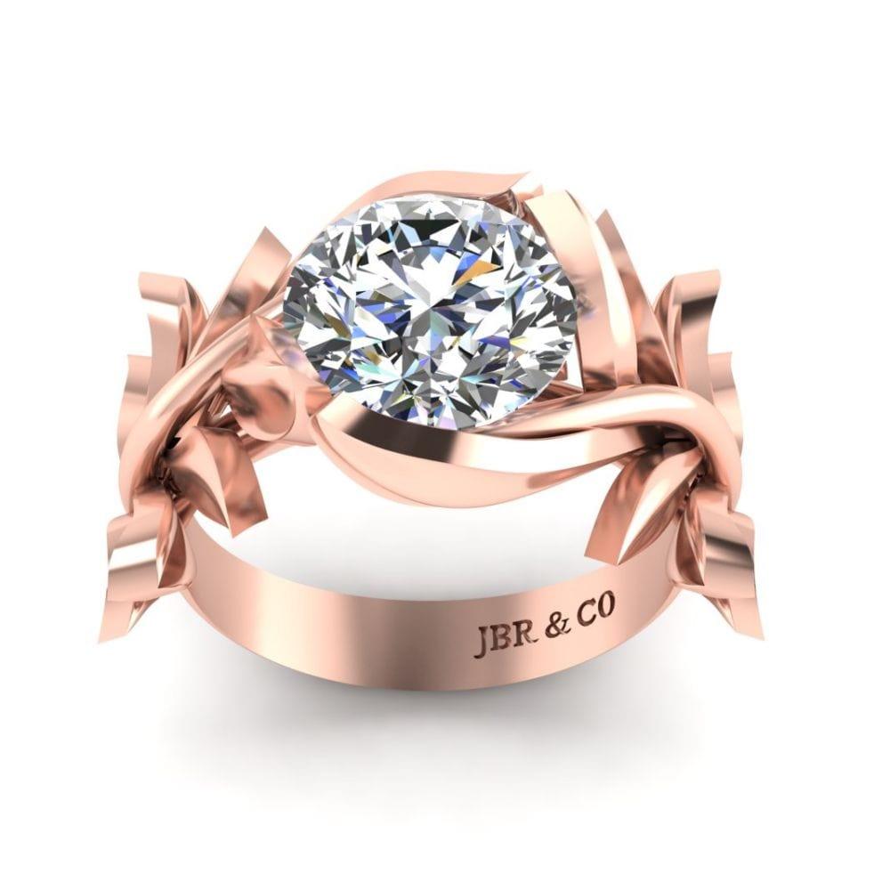 JBR Solitaire Leaf Pattern Sterling Silver ring - JBR Jeweler
