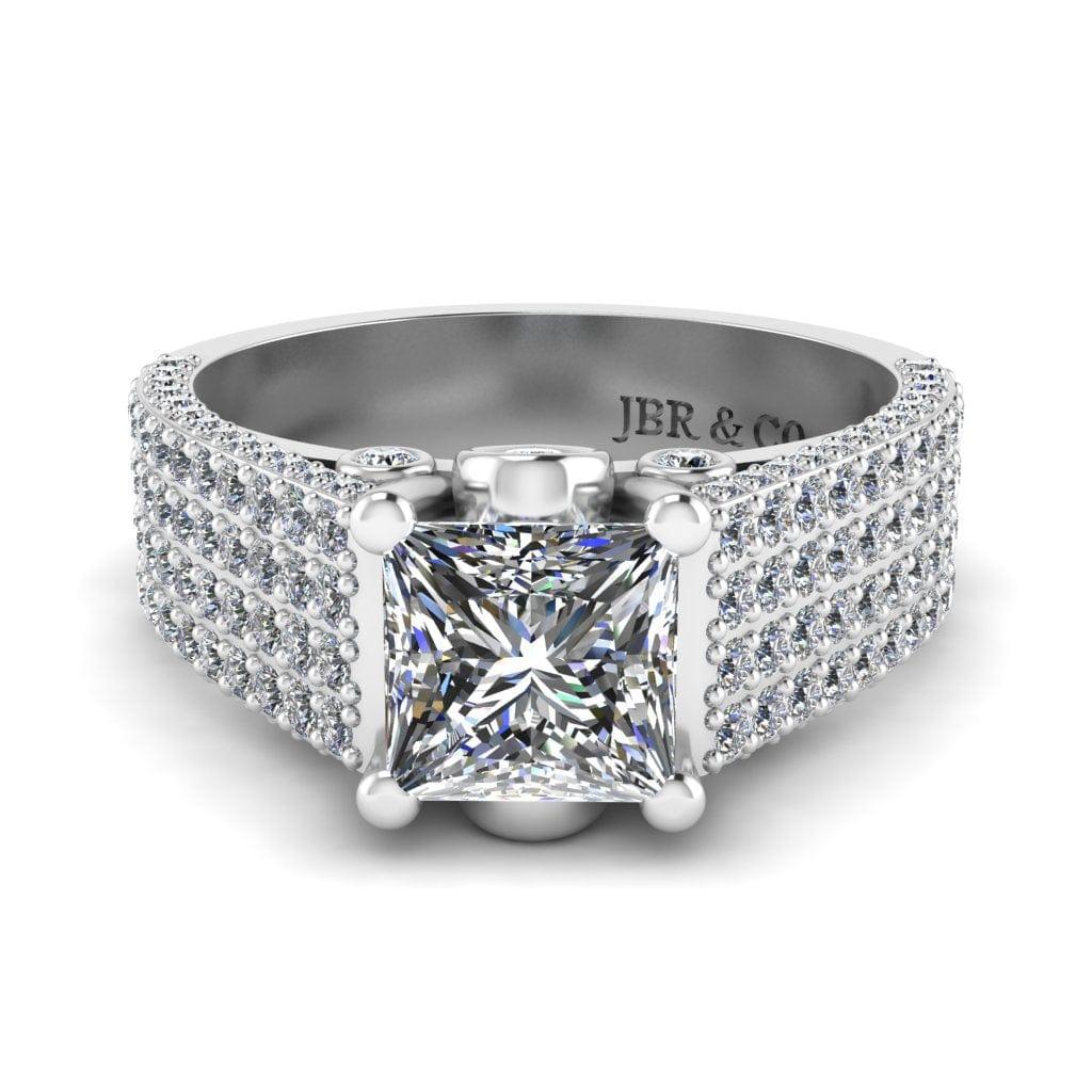 JBR Solitaire Princess Cut Sterling Silver Engagement Ring - JBR Jeweler