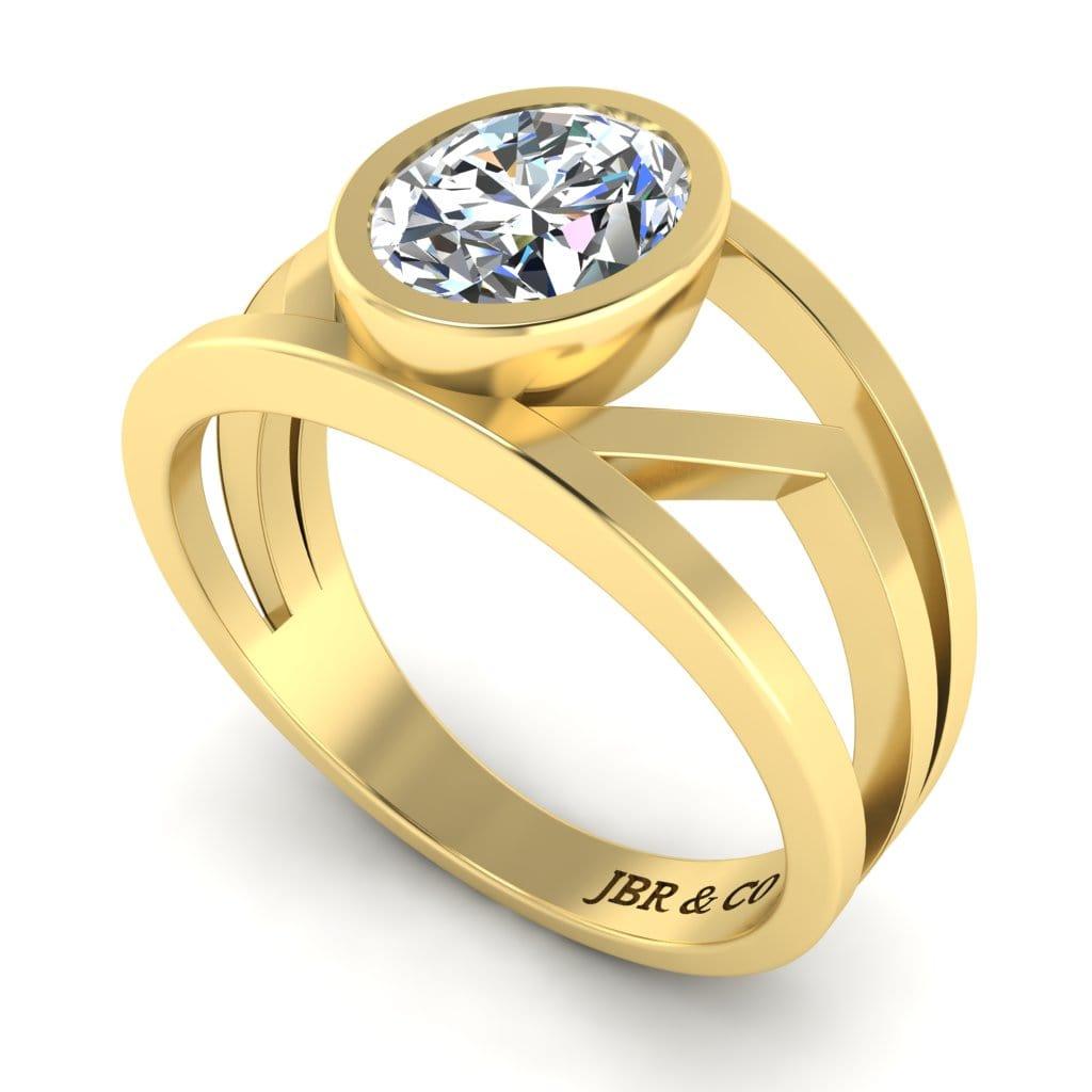 JBR Jeweler Silver Ring JBR Solitaire Split Shank Oval Cut Sterling Silver Ring