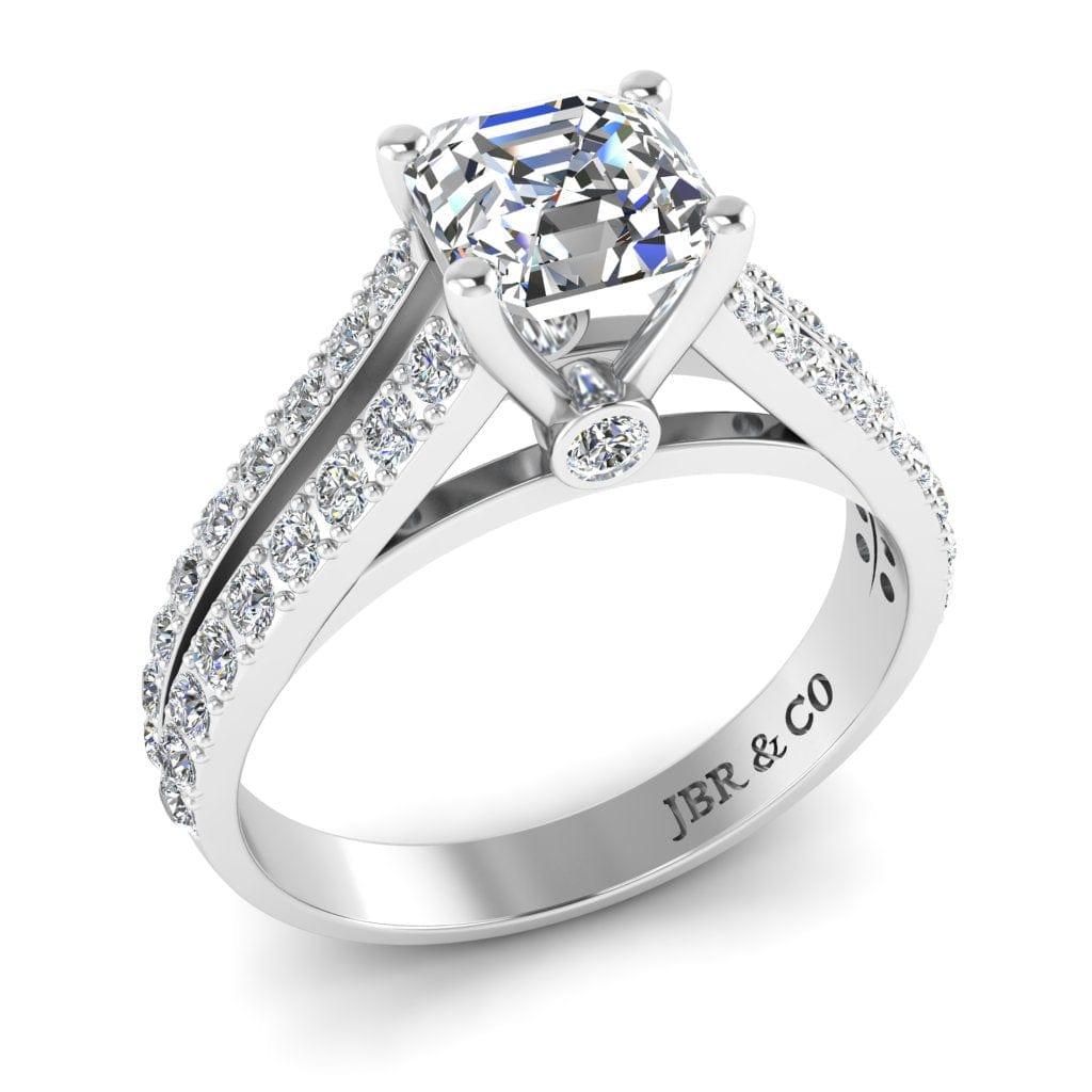 JBR Split Shank Asscher Cut Sterling Silver Ring - JBR Jeweler