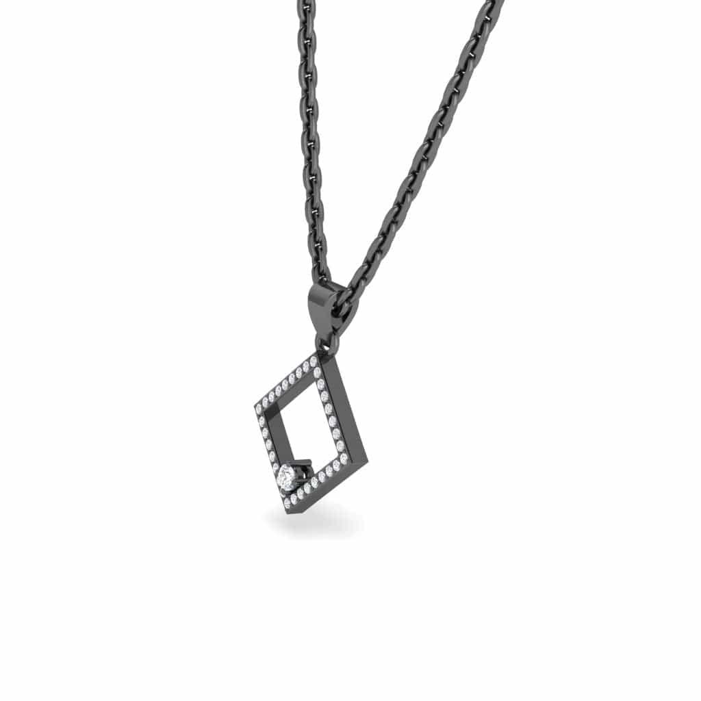 JBR Square Round Cut Diamond Frame Sterling Silver Necklace - JBR Jeweler