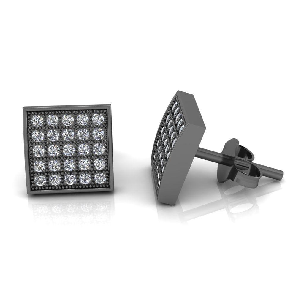 JBR Square Round Stud Earrings for Men and Women in Sterling Silver - JBR Jeweler