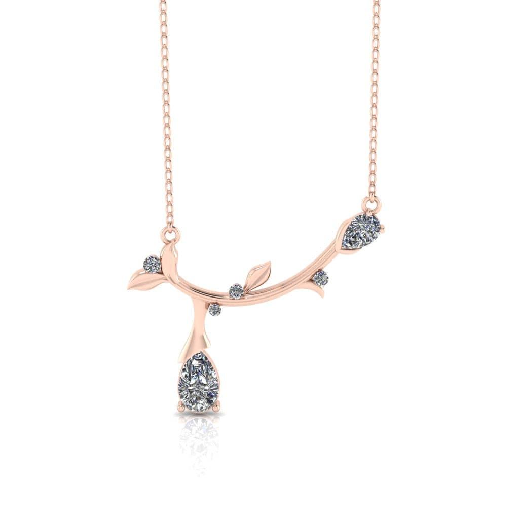JBR Stalk Dewdrops Pear Cut Diamonds Sterling Silver Necklace - JBR Jeweler