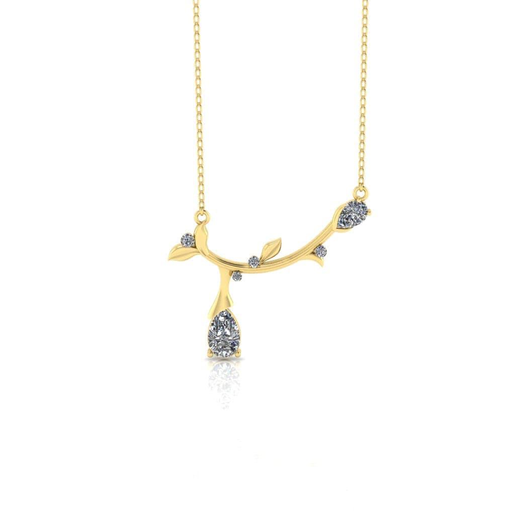 JBR Stalk Dewdrops Pear Cut Diamonds Sterling Silver Necklace - JBR Jeweler