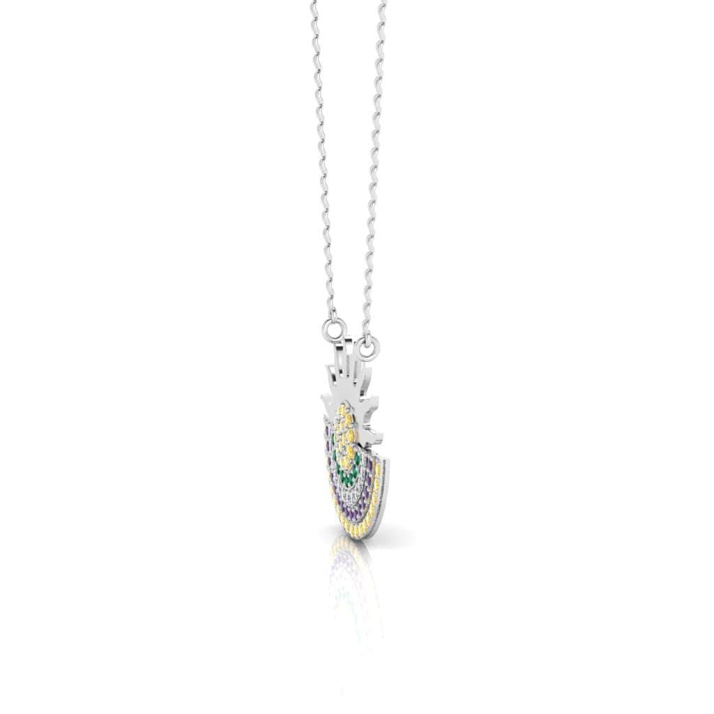 JBR Sun Moon Multi color Design Sterling Silver Necklace - JBR Jeweler