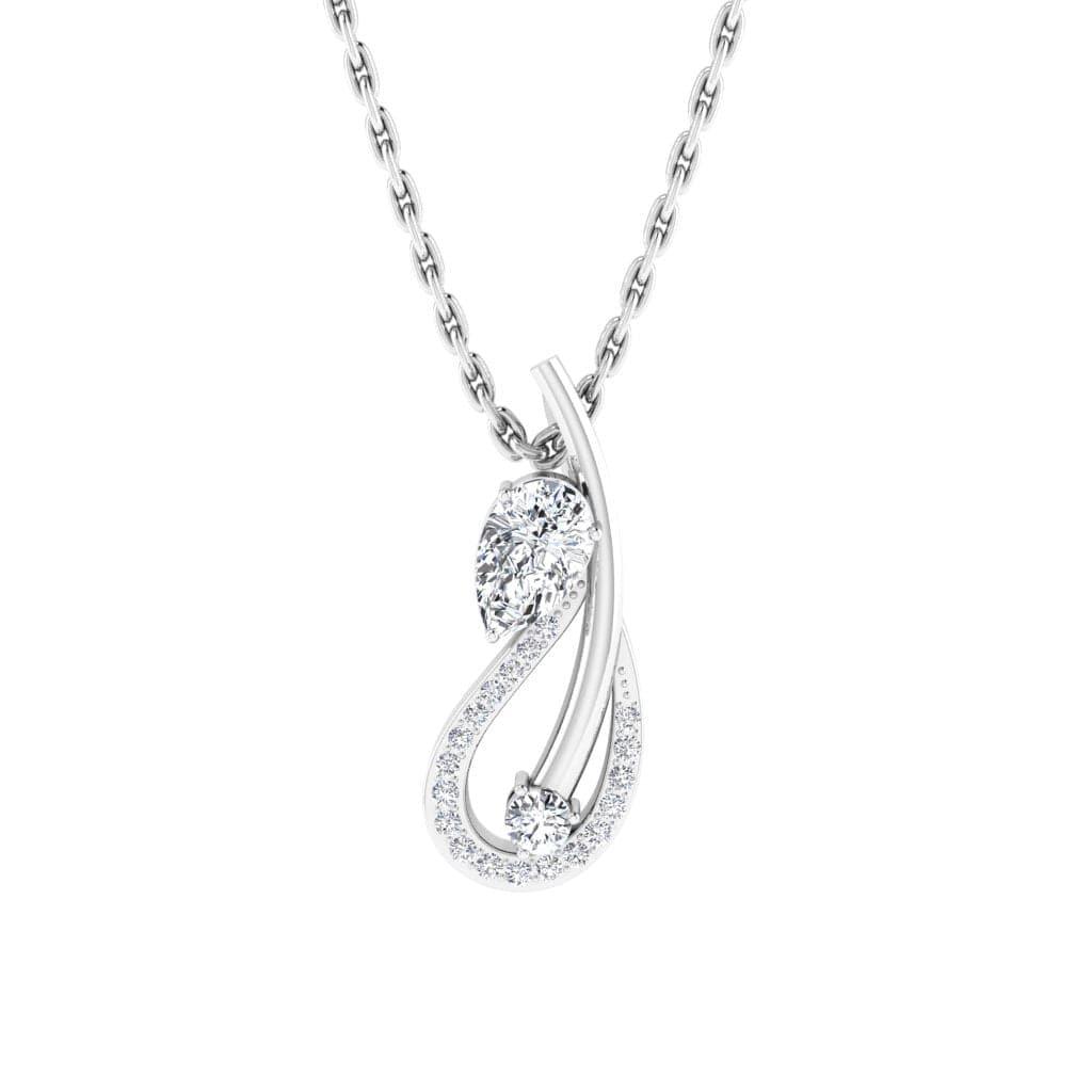 JBR Jeweler Silver Necklaces 14 / Silver JBR Swans Pear Cut Sterling Silver Pendant Necklace