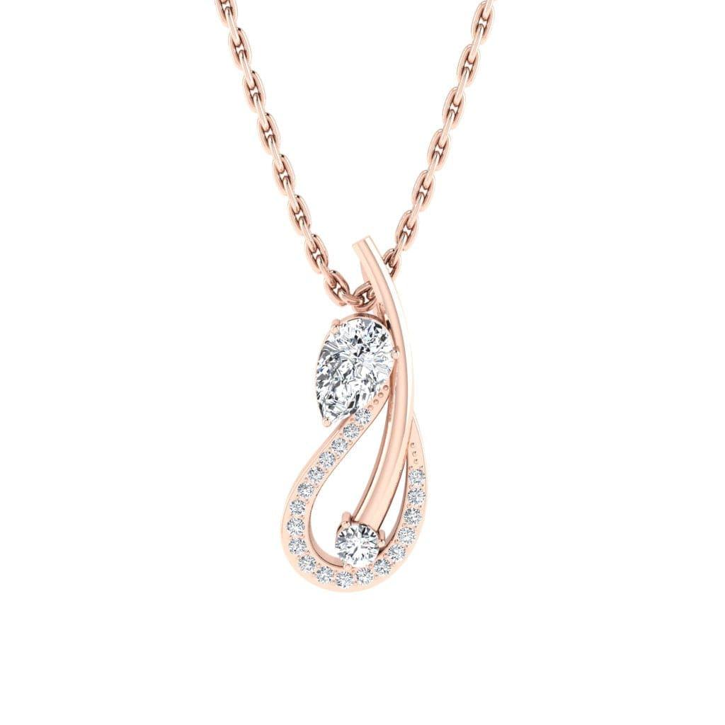 JBR Jeweler Silver Necklaces 14 / Silver Rose Gold Plated JBR Swans Pear Cut Sterling Silver Pendant Necklace