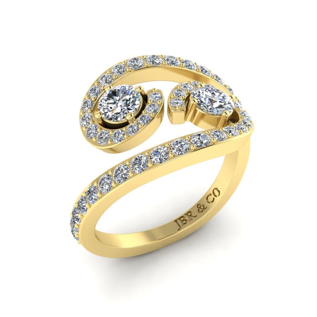 JBR Swirl Round Cut Diamonds Sterling Silver Promise Ring - JBR Jeweler