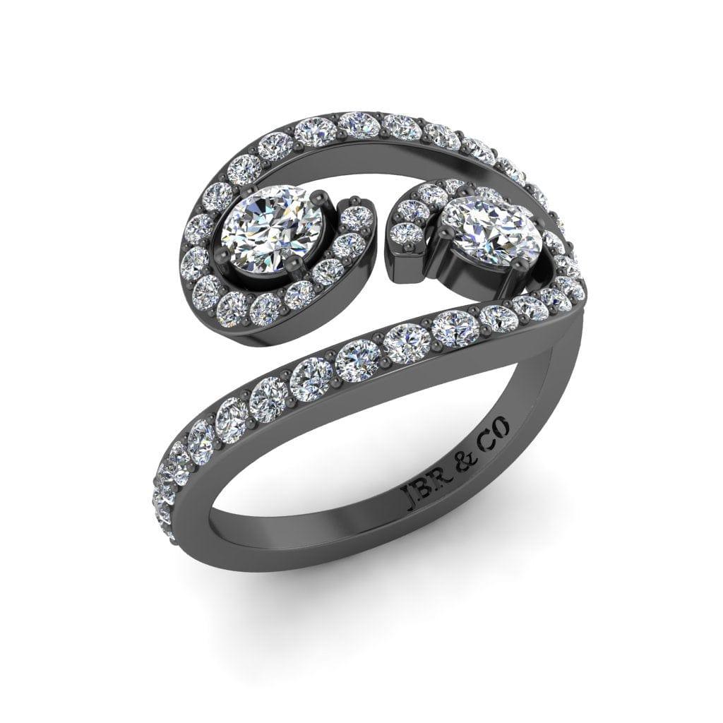 JBR Swirl Round Cut Diamonds Sterling Silver Promise Ring - JBR Jeweler