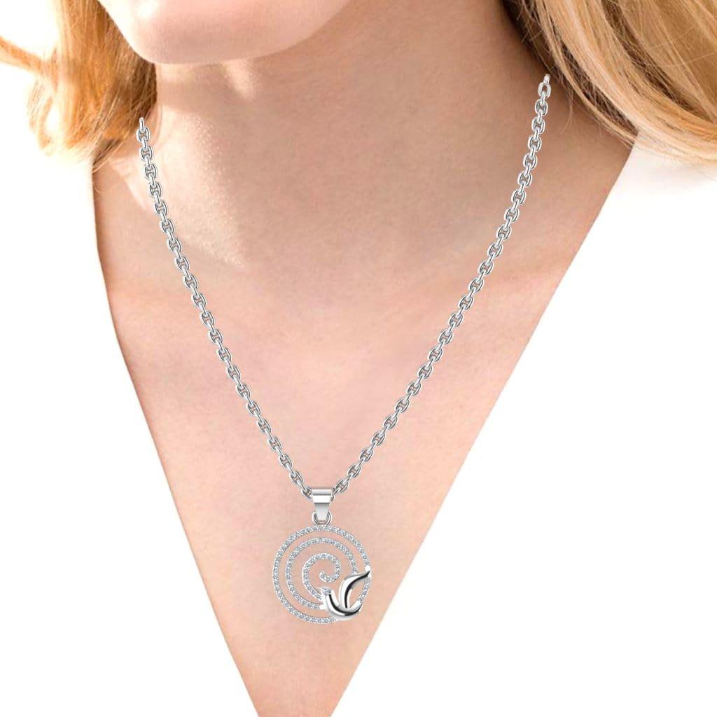 JBR Swirling Sparrow Round Cut Sterling Silver Necklace - JBR Jeweler
