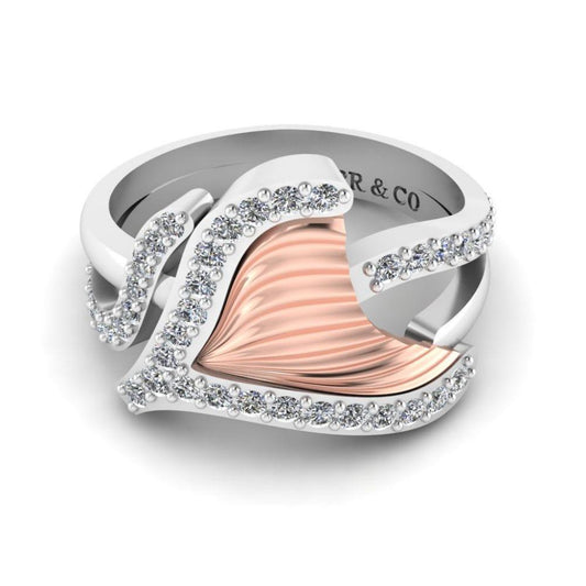 JBR Tail Fin Bypass Wedding Ring in Sterling Silver - JBR Jeweler