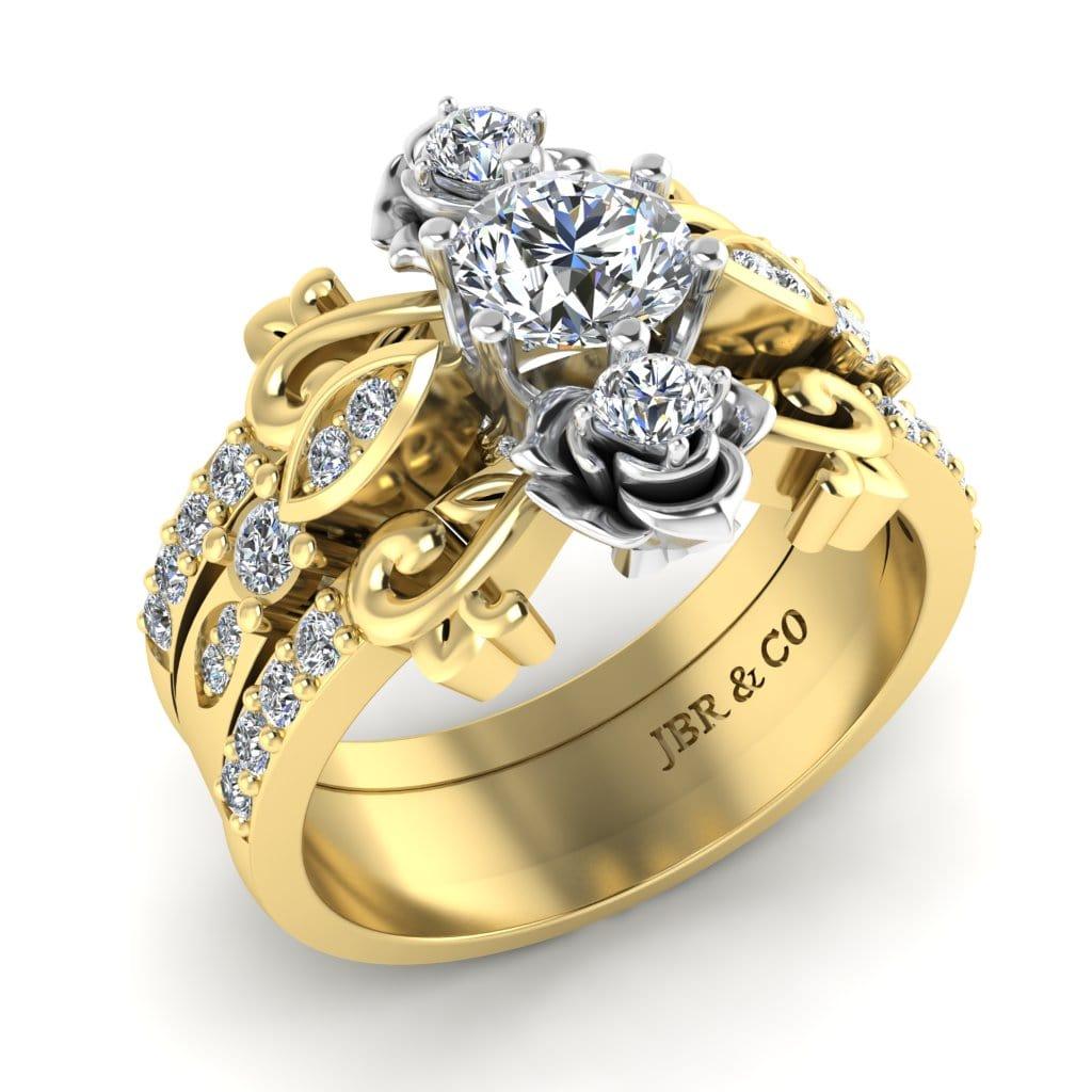 JBR Three Piece Belle Style Round Cut Sterling Silver Ring Set - JBR Jeweler