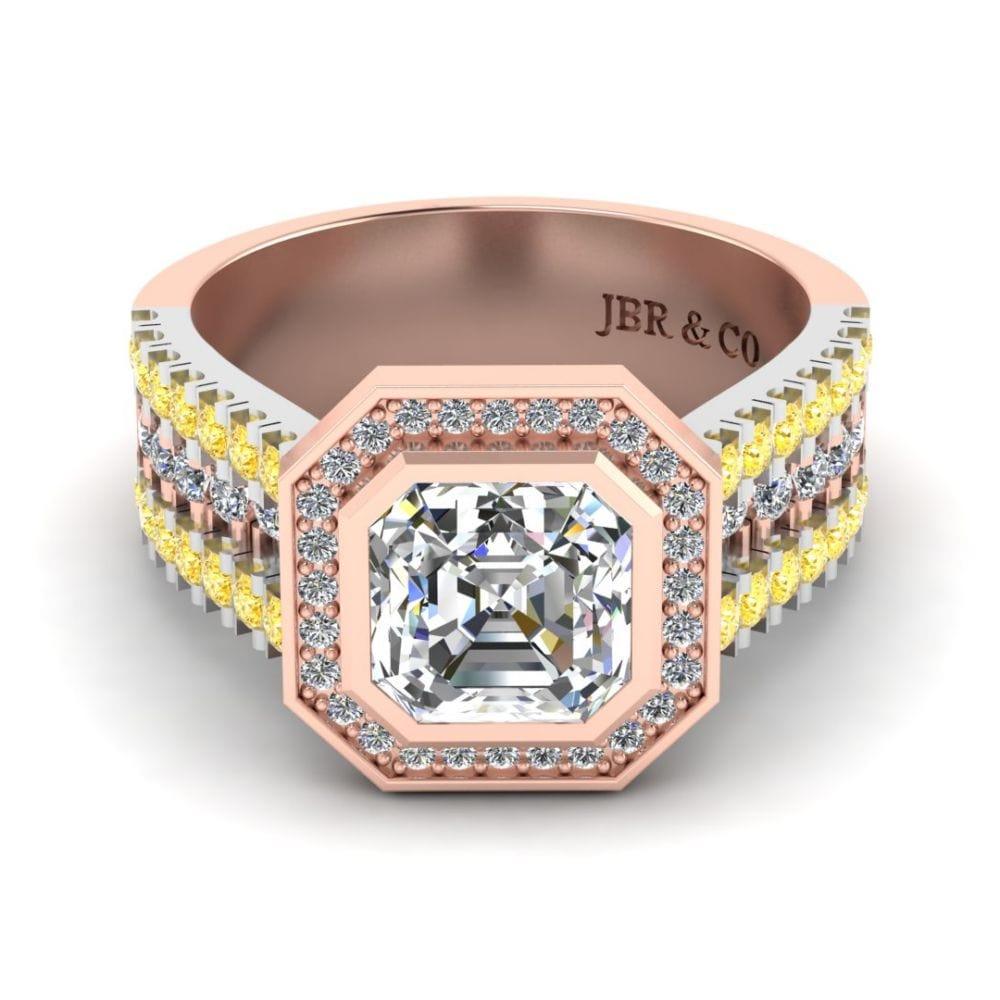 JBR Three Side Pave Asscher Cut Sterling Silver Ring - JBR Jeweler