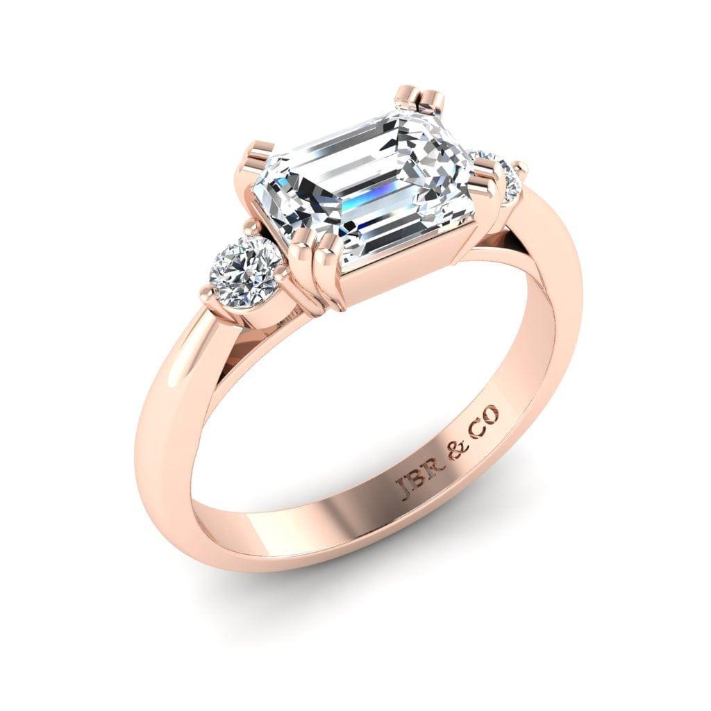 JBR Jeweler Silver Ring JBR Three Stone Emerald Diamond Sterling Silver Promise Ring
