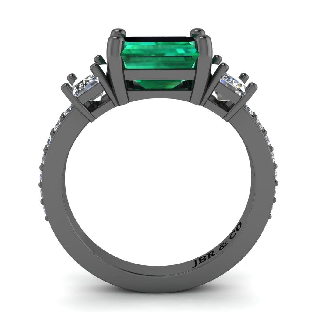 JBR Three Stone Emerald Sterling Silver Ring - JBR Jeweler