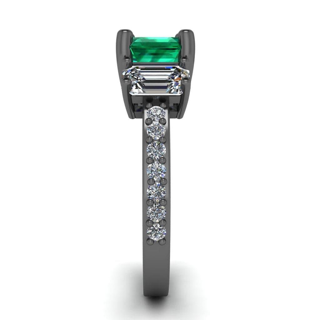 JBR Three Stone Emerald Sterling Silver Ring - JBR Jeweler