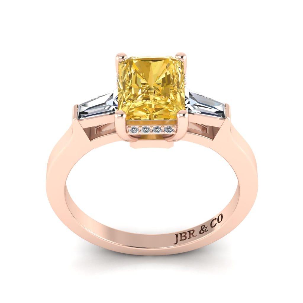 JBR Three Stone Intense Yellow Radiant Cut Sterling Silver Engagement Ring - JBR Jeweler