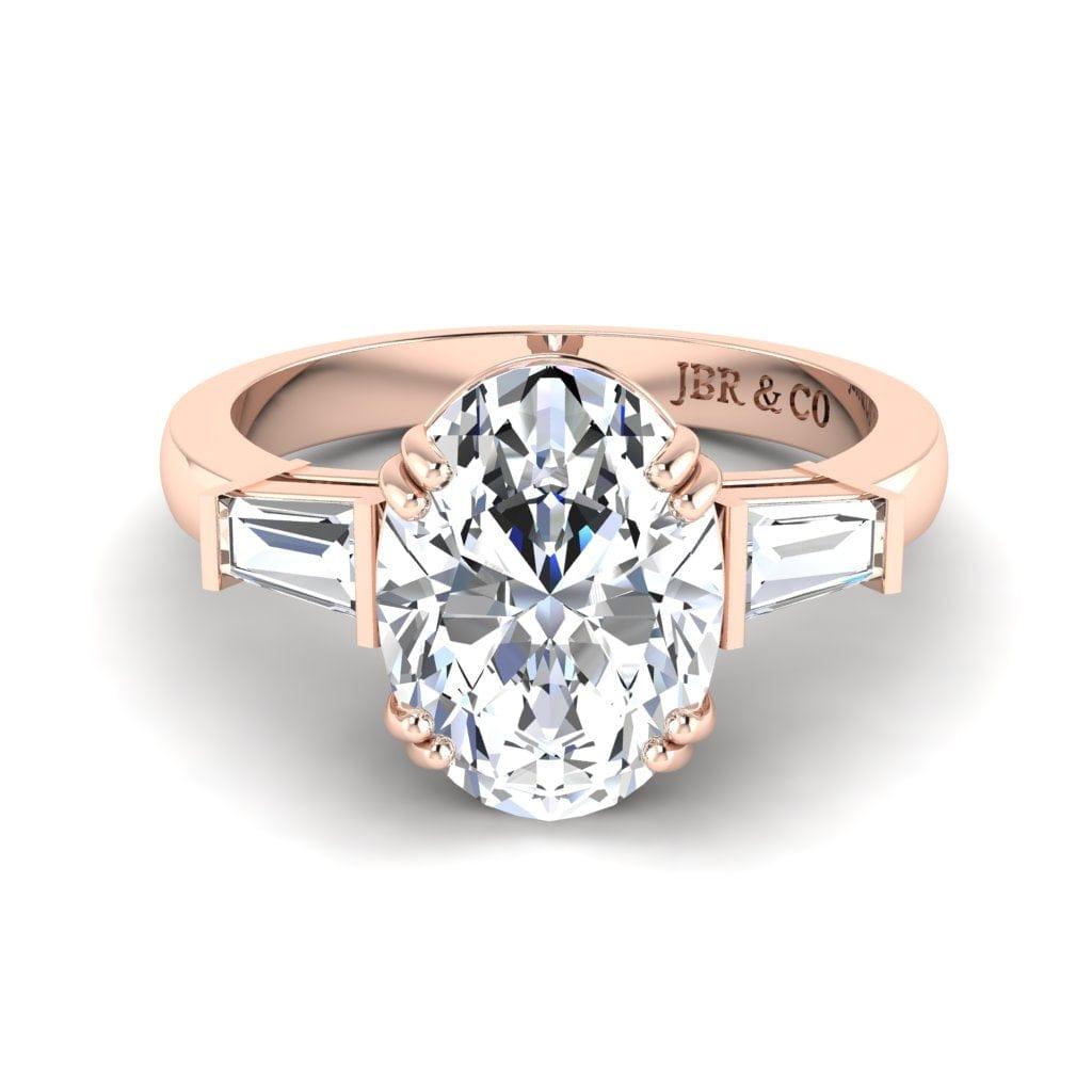 JBR Jeweler Silver Ring 3 / Silver Rose Gold Plated JBR Three Stone Oval Cut Sterling Silver Promise Ring
