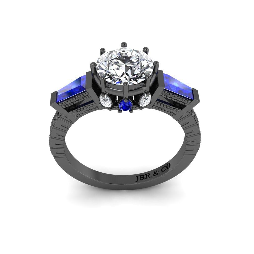 JBR Three Stone Sapphire Round Cut Sterling Silver Ring - JBR Jeweler