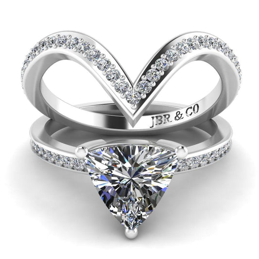 JBR Jeweler Silver Ring 3 / Silver JBR Trillion Cut Sterling Silver Ring Set