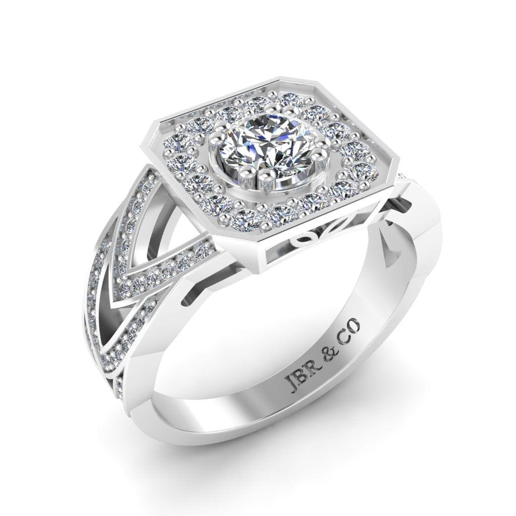 JBR Twist Halo Round Cut Sterling Silver Wedding Ring - JBR Jeweler