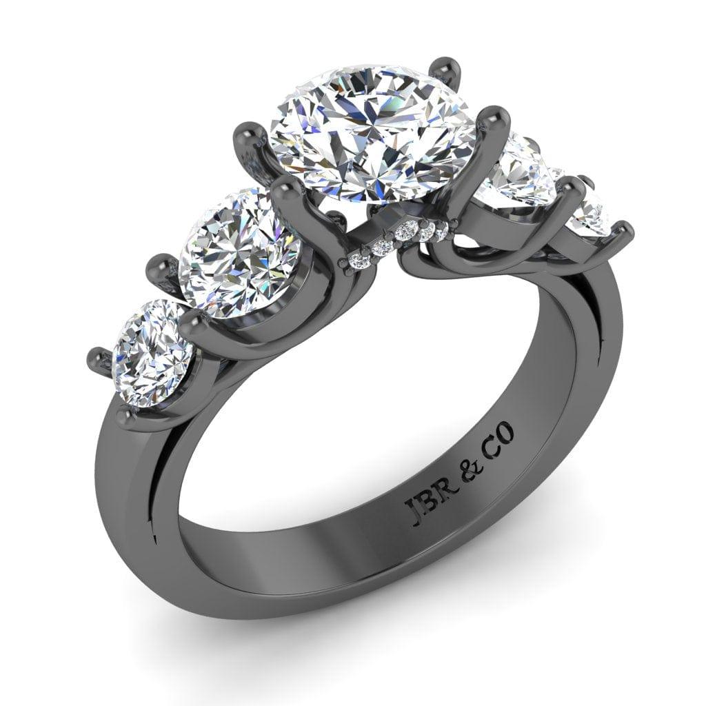 JBR Twist Prong Five Stone Round Cut Sterling Silver Ring - JBR Jeweler