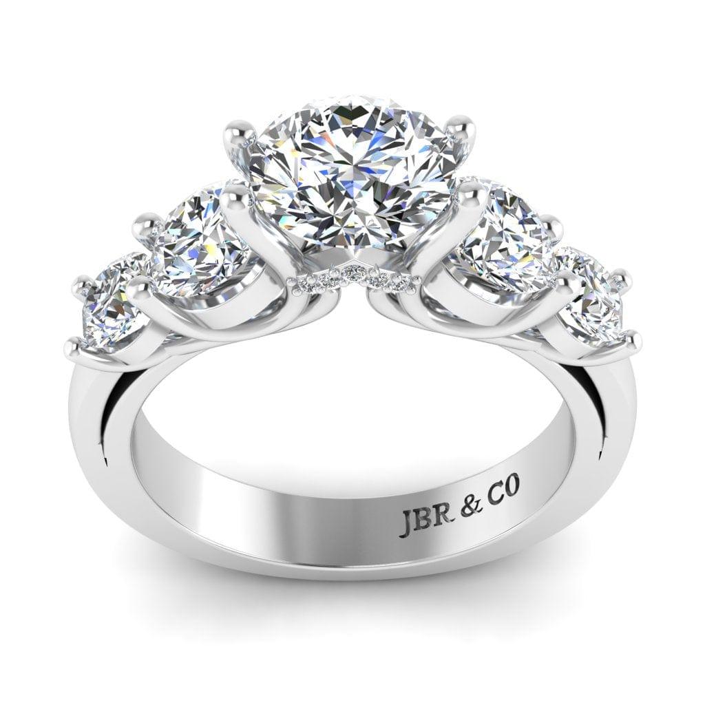 JBR Twist Prong Five Stone Round Cut Sterling Silver Ring - JBR Jeweler
