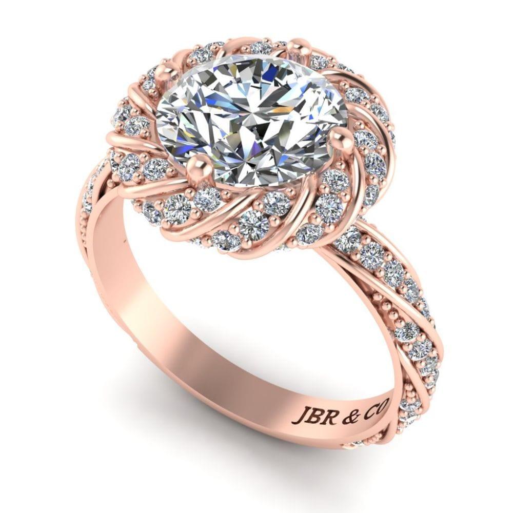 JBR Twisted Solitaire Modern Round Cut Engagement Ring In Sterling Silver - JBR Jeweler