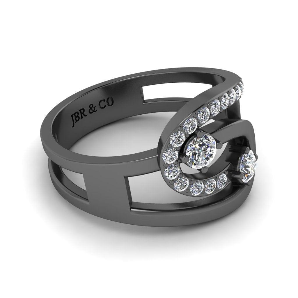 JBR Two Diamond Loop Sterling Silver Promise Ring - JBR Jeweler