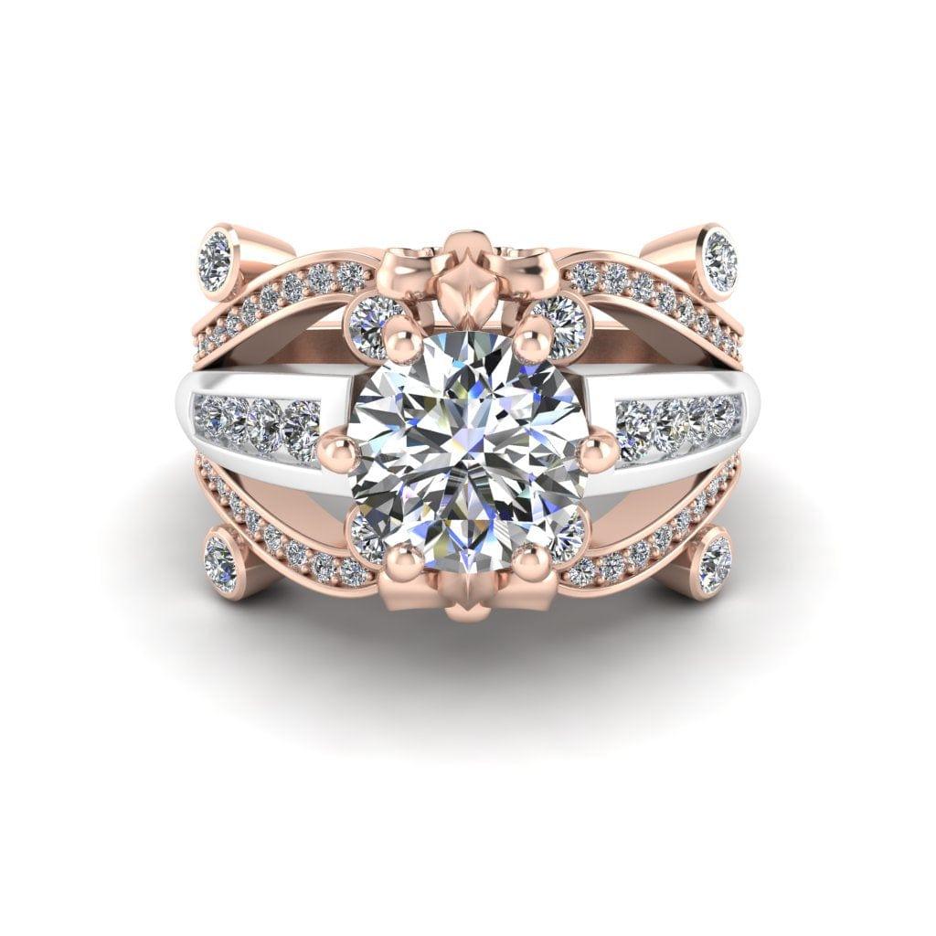 JBR Jeweler Silver Ring 3 / Silver Rose Gold Plated JBR Two Tone 2.0CT Round Cut Sterling Silver Ring