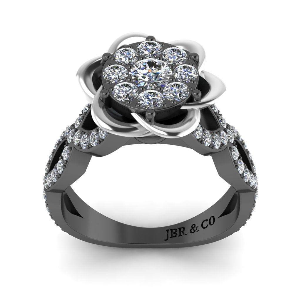 JBR Two Tone Belle Rose Inspired Round Cut Sterling Silver Ring - JBR Jeweler